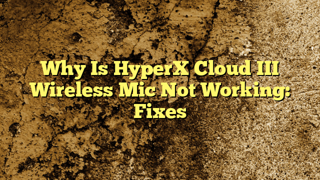 Why Is HyperX Cloud III Wireless Mic Not Working: Fixes