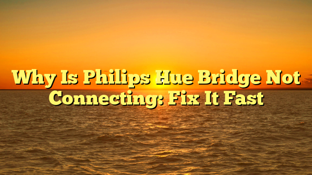 Why Is Philips Hue Bridge Not Connecting: Fix It Fast