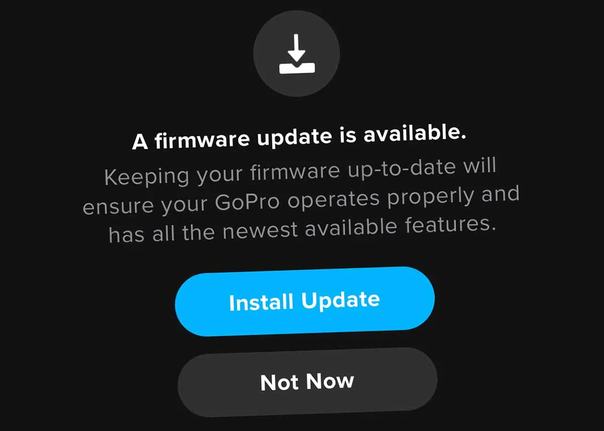 action camera firmware update troubleshooting