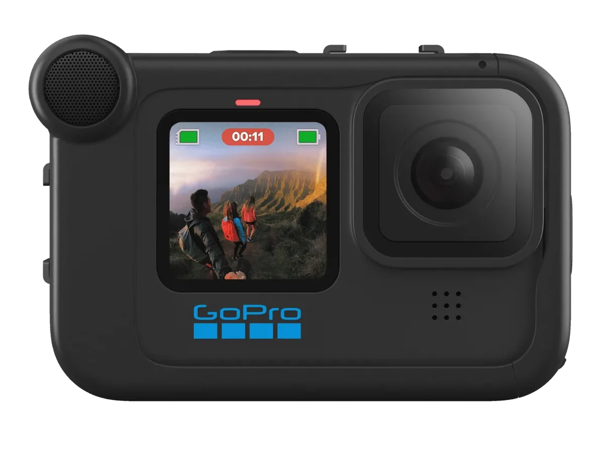 action camera with external microphone setup