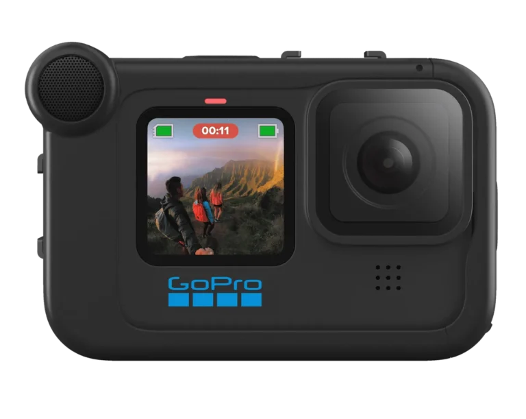 action camera with external microphone setup