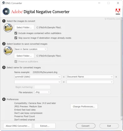 Adobe DNG Converter software