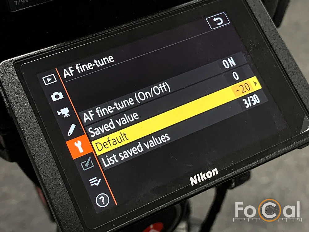 AF fine-tune menu mirrorless camera