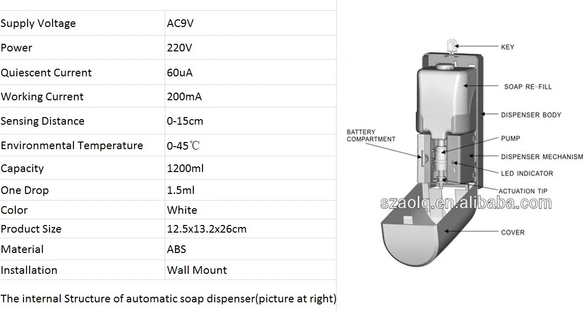 automatic soap dispenser internal parts