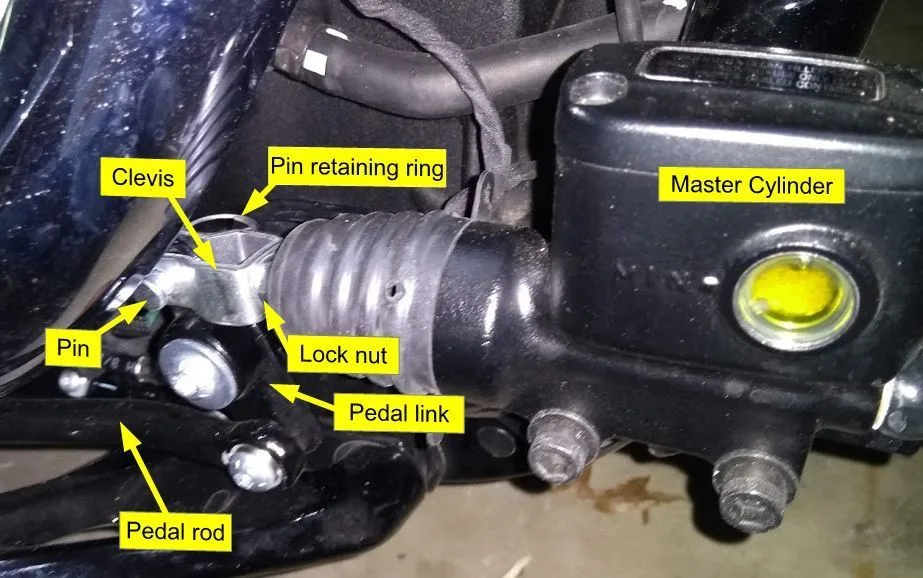 Brake pedal free play adjustment