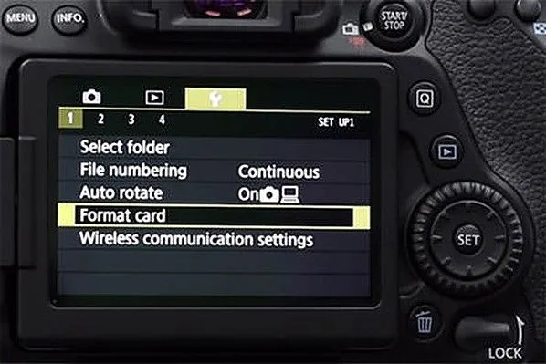 camera menu format option