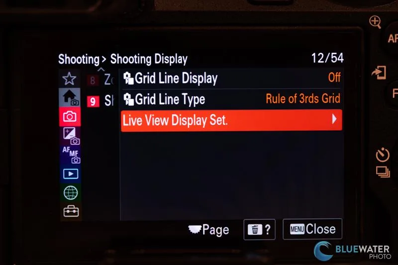 Camera network settings menu