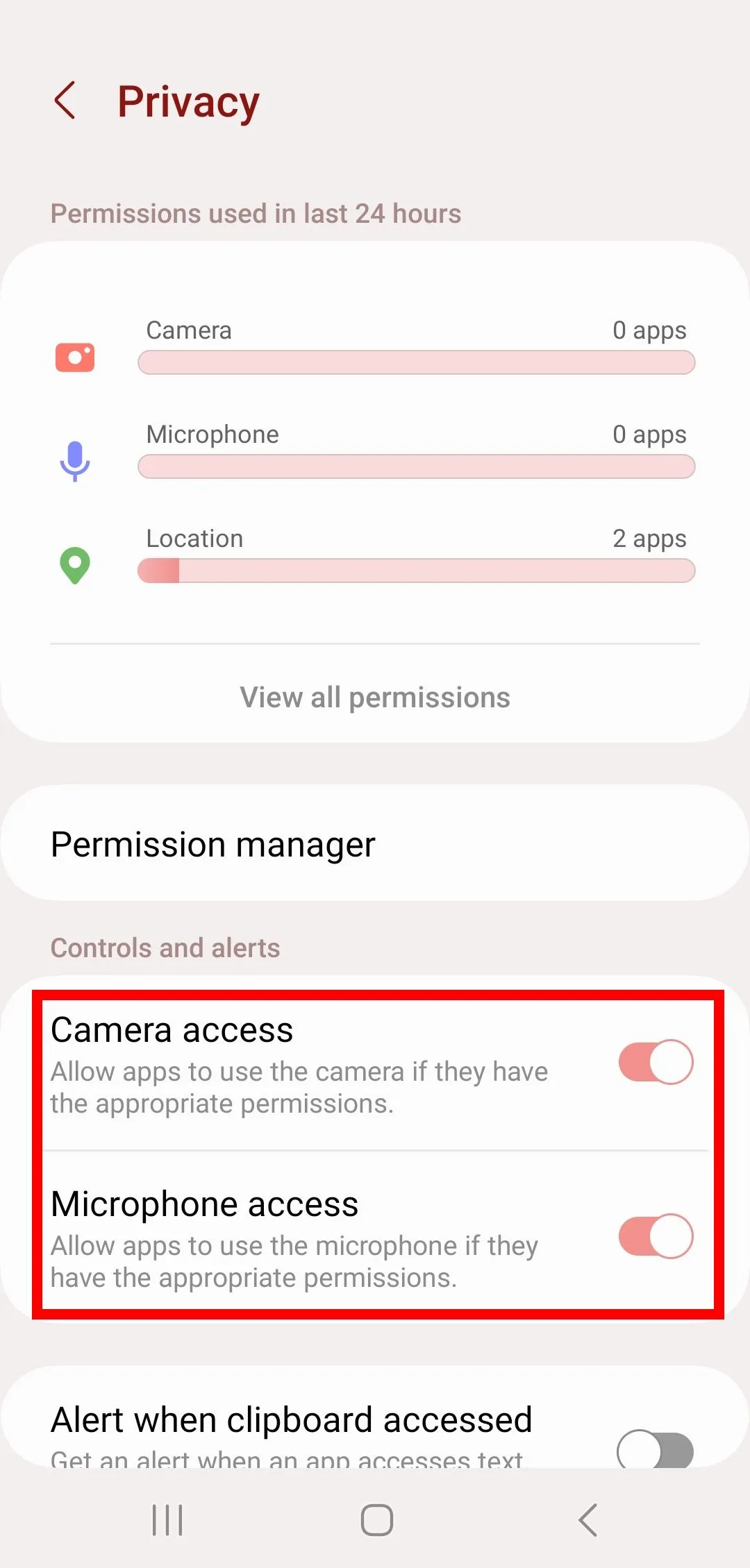 camera permissions