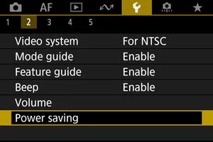 camera power save settings