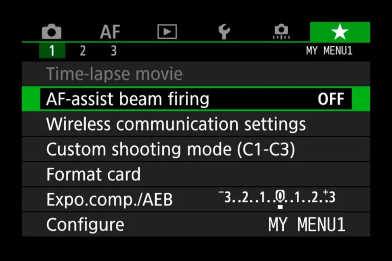 Canon EOS R7 wireless settings menu