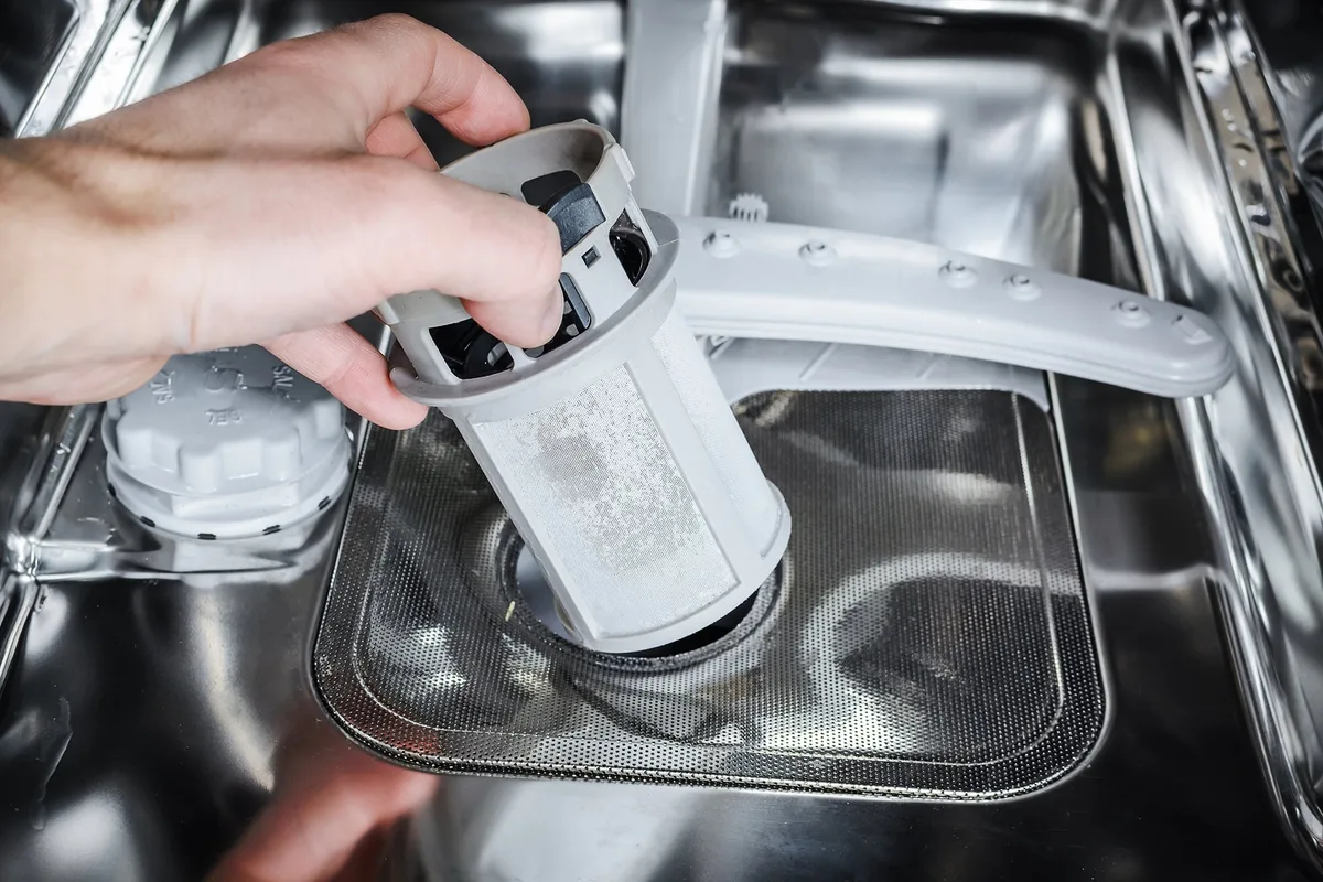 clogged dishwasher filter