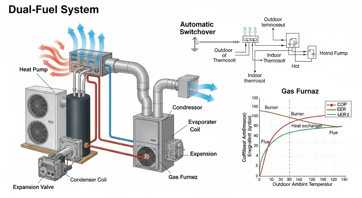 cold climate heat pump dual fuel system diagram
