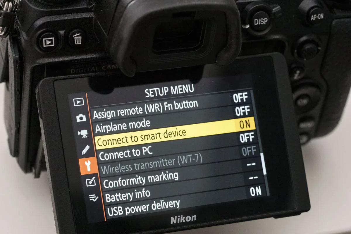 Connect to smart device menu option