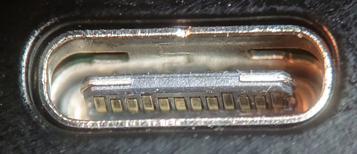 damaged USB-C port close-up