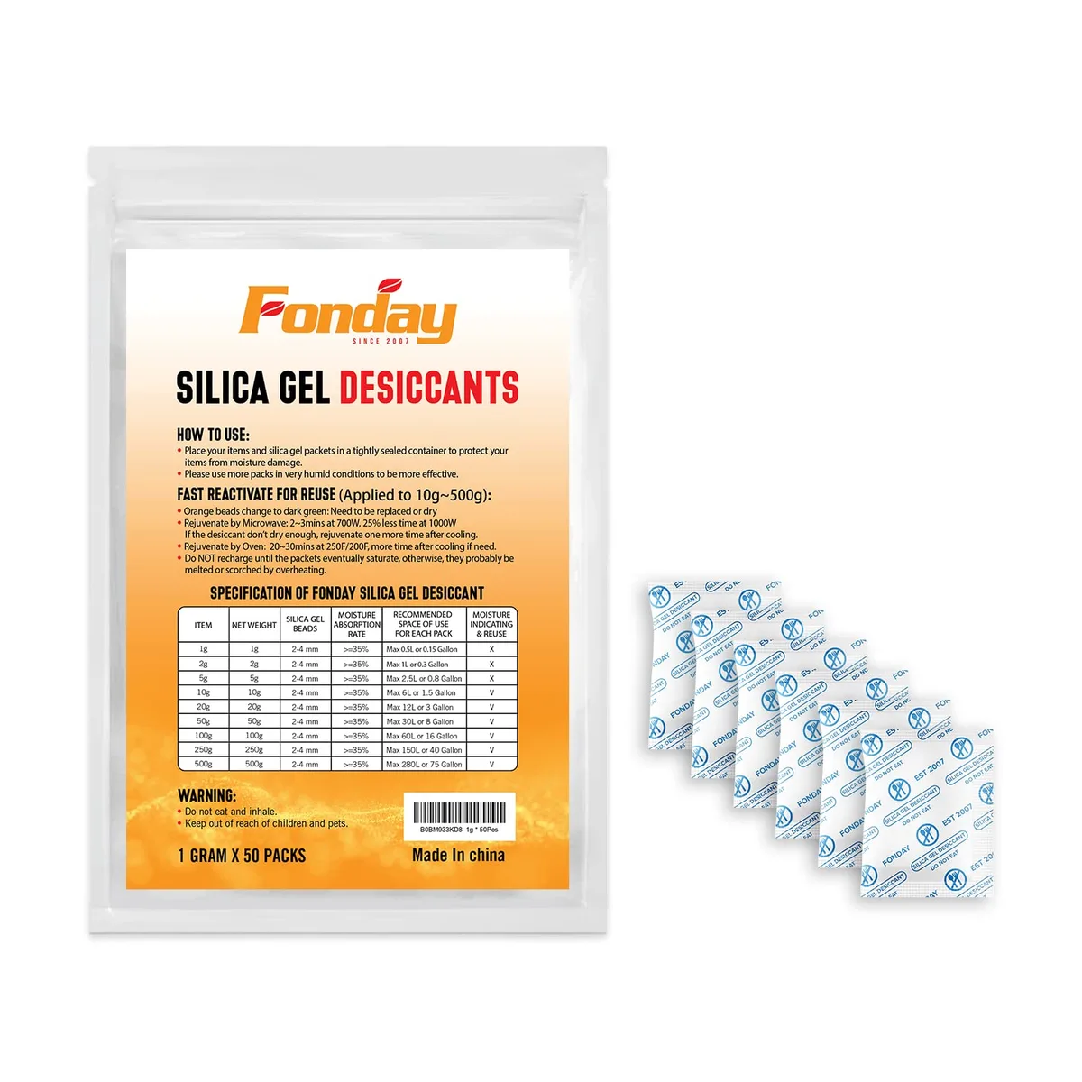 desiccant silica gel pack