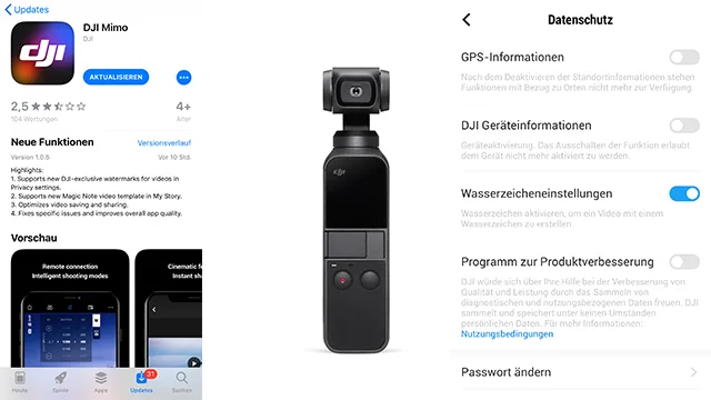 DJI Mimo app firmware update
