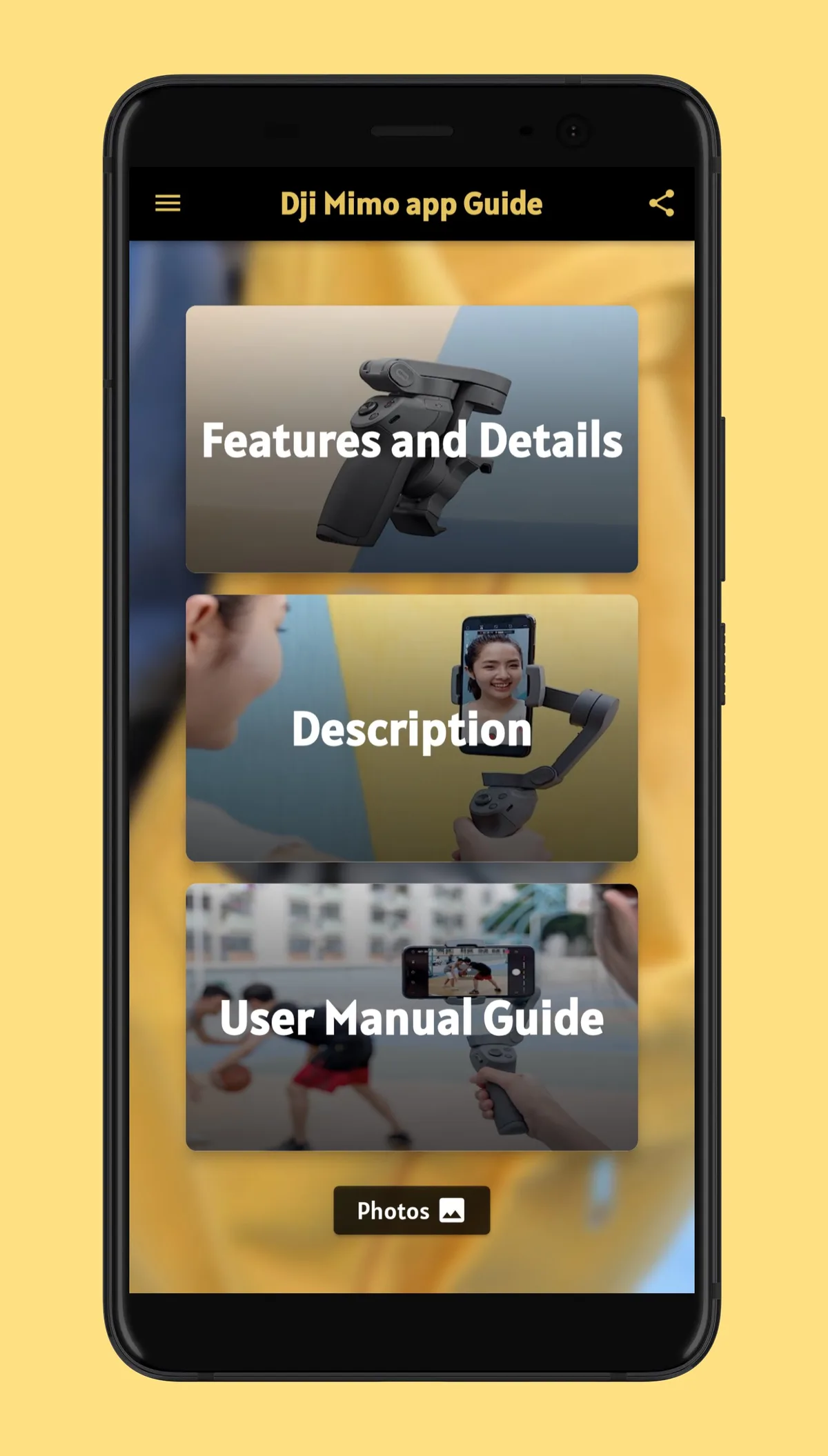 DJI Mimo app format screen