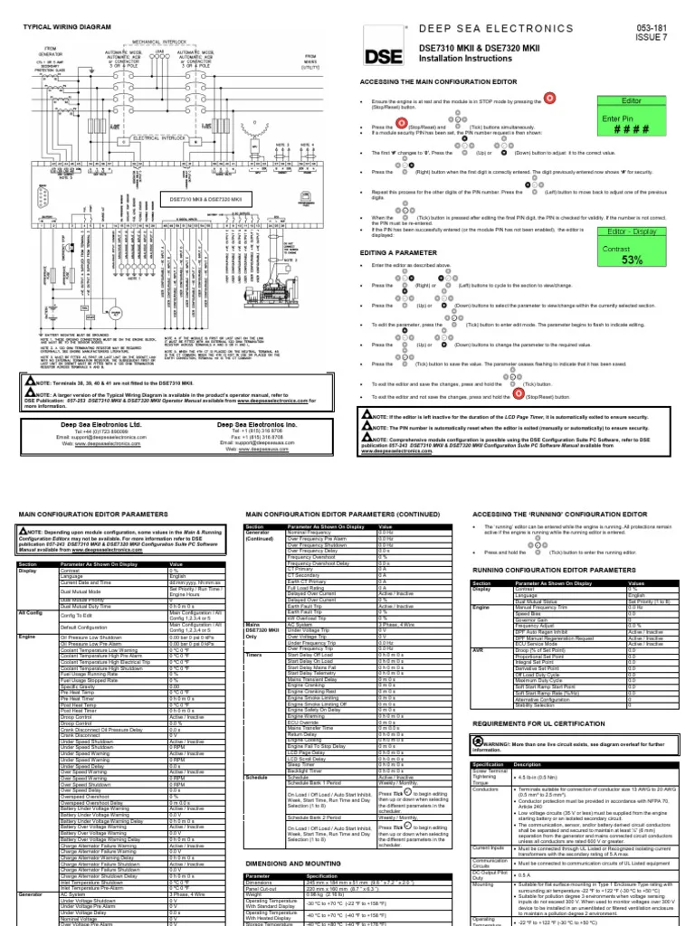 DSE 7310 MkII wiring diagram