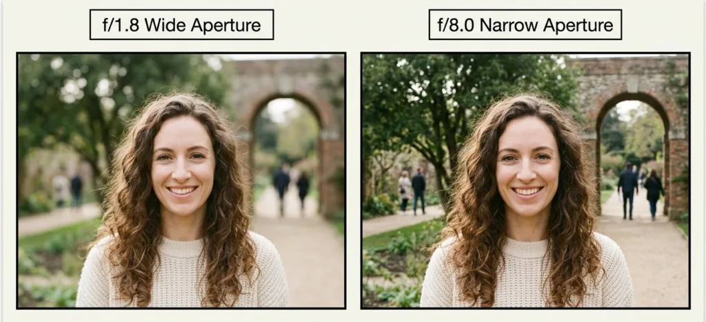 DSLR portrait depth of field aperture example