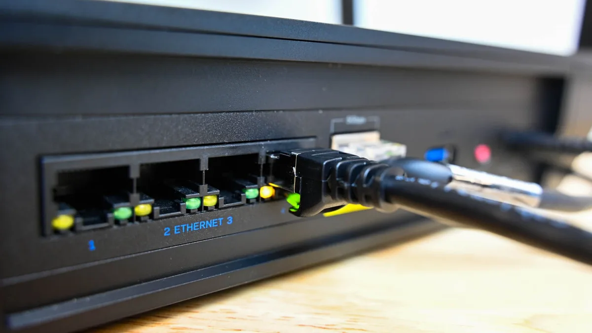 Ethernet cable connected to router