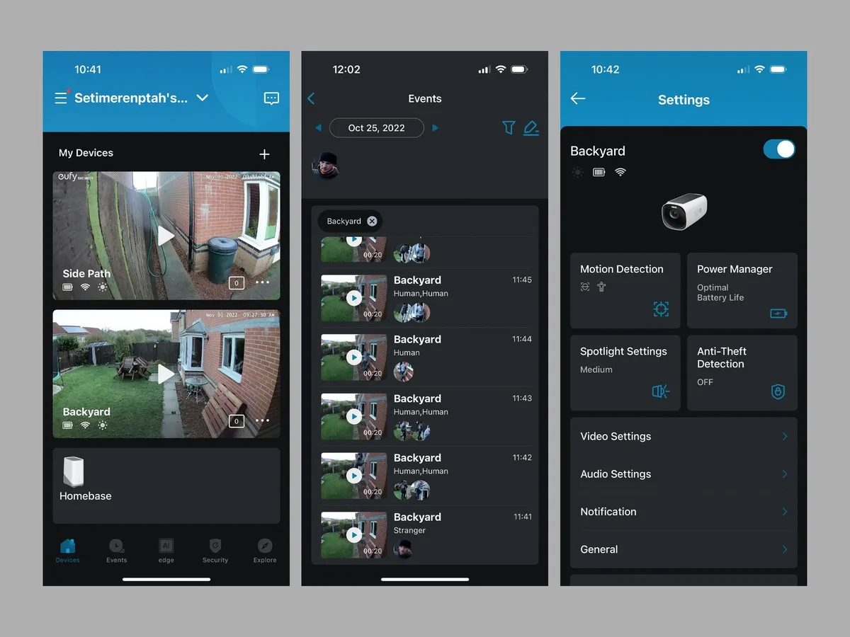 EufyCam 3 recording mode selection