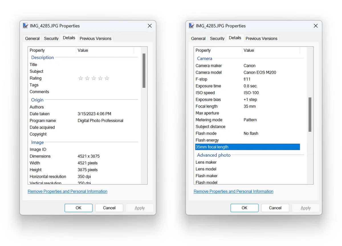 File size range