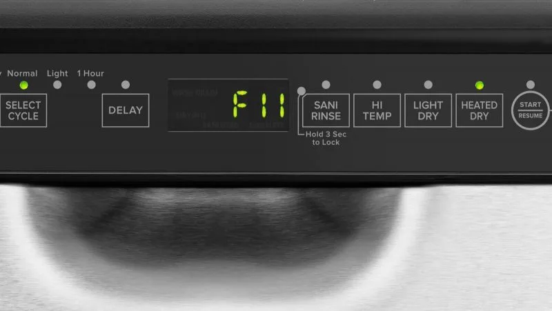 Frigidaire dishwasher error code flashing lights