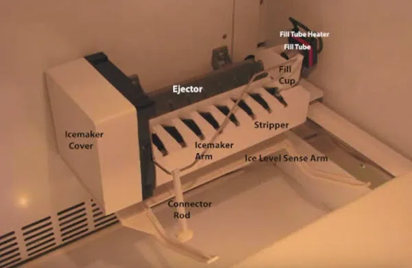 frozen fill tube ice maker