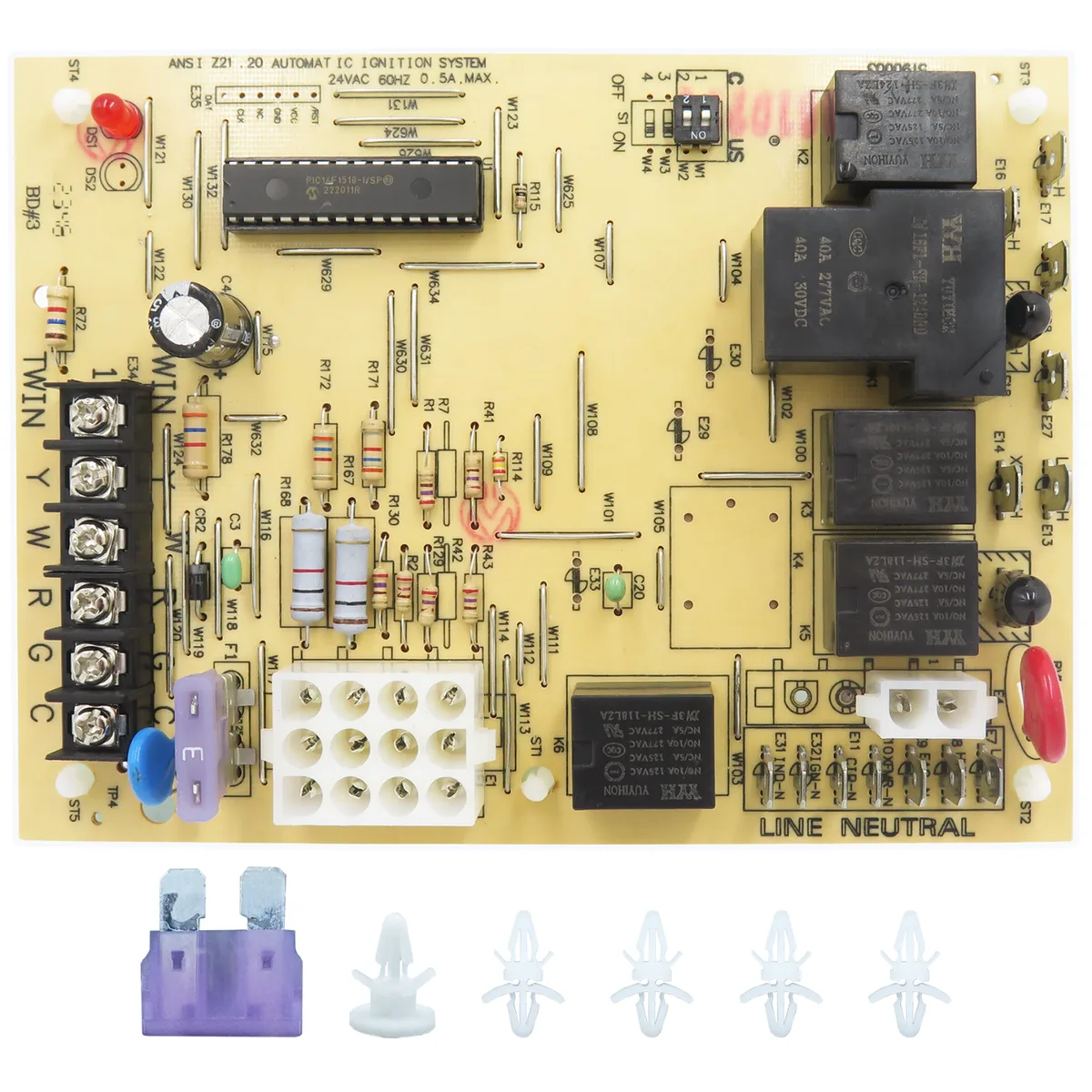 Furnace control board with LED diagnostic lights