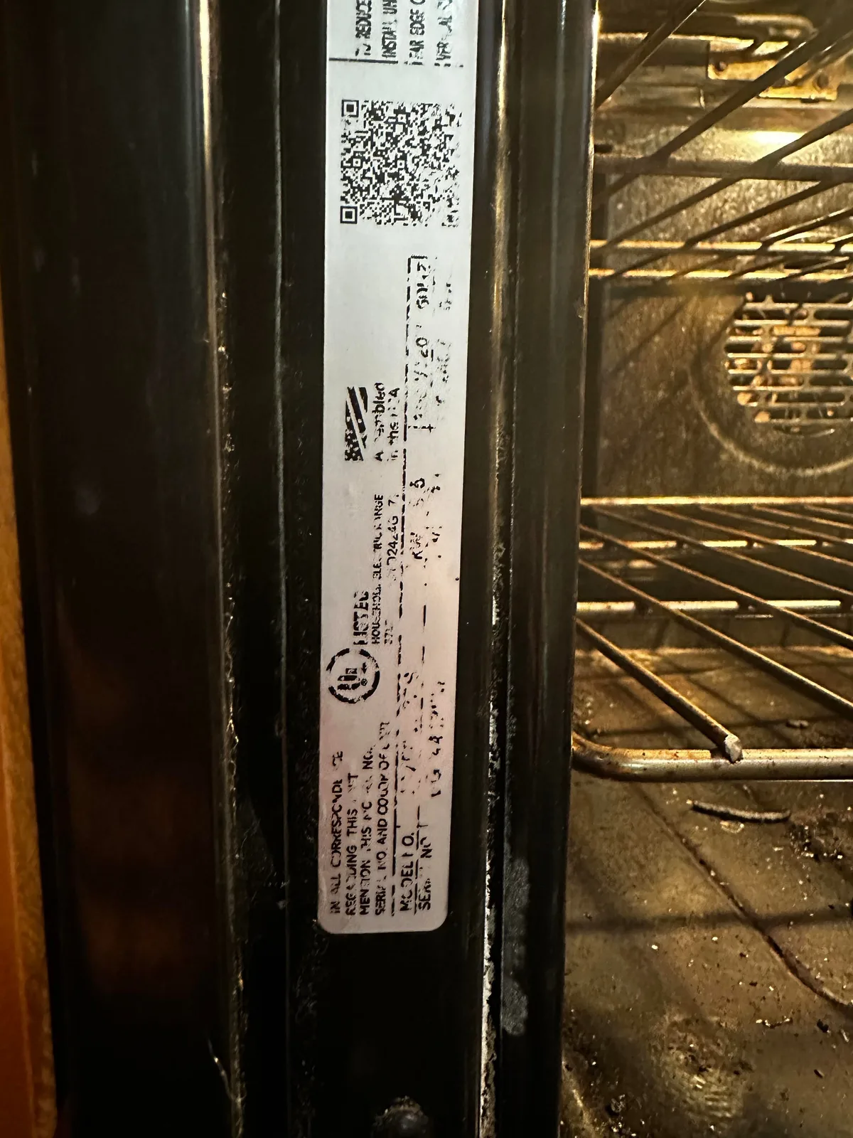 GE oven model number location