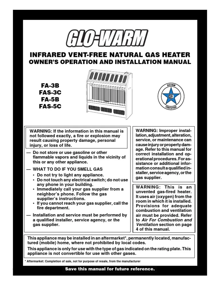 Glo Warm heater front panel controls