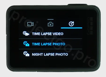 GoPro time lapse settings menu