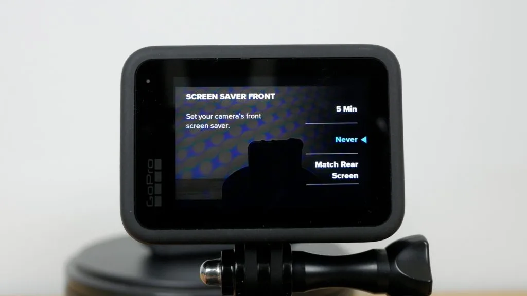 GoPro webcam mode menu screen