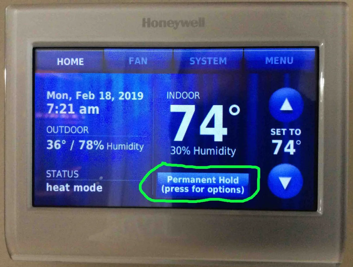 Honeywell Permanent Hold Not Working