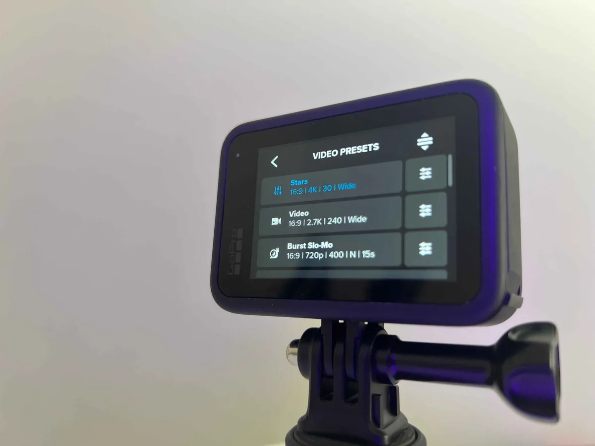 how to change action camera settings