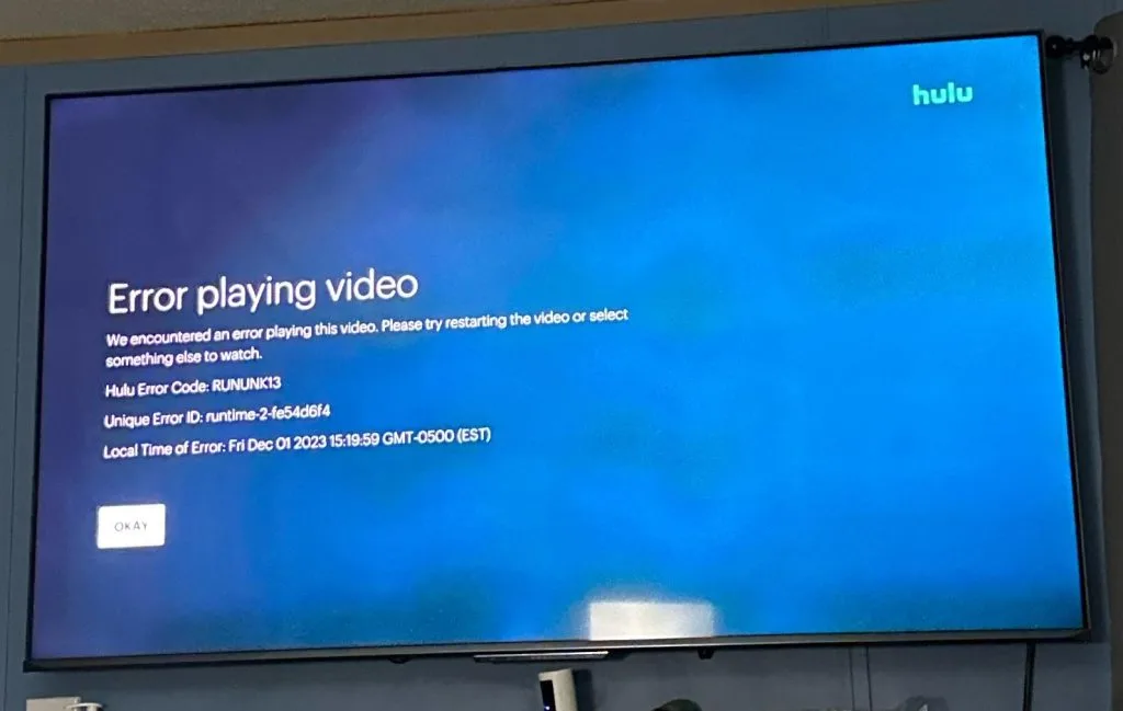 Hulu error code P-DEV320