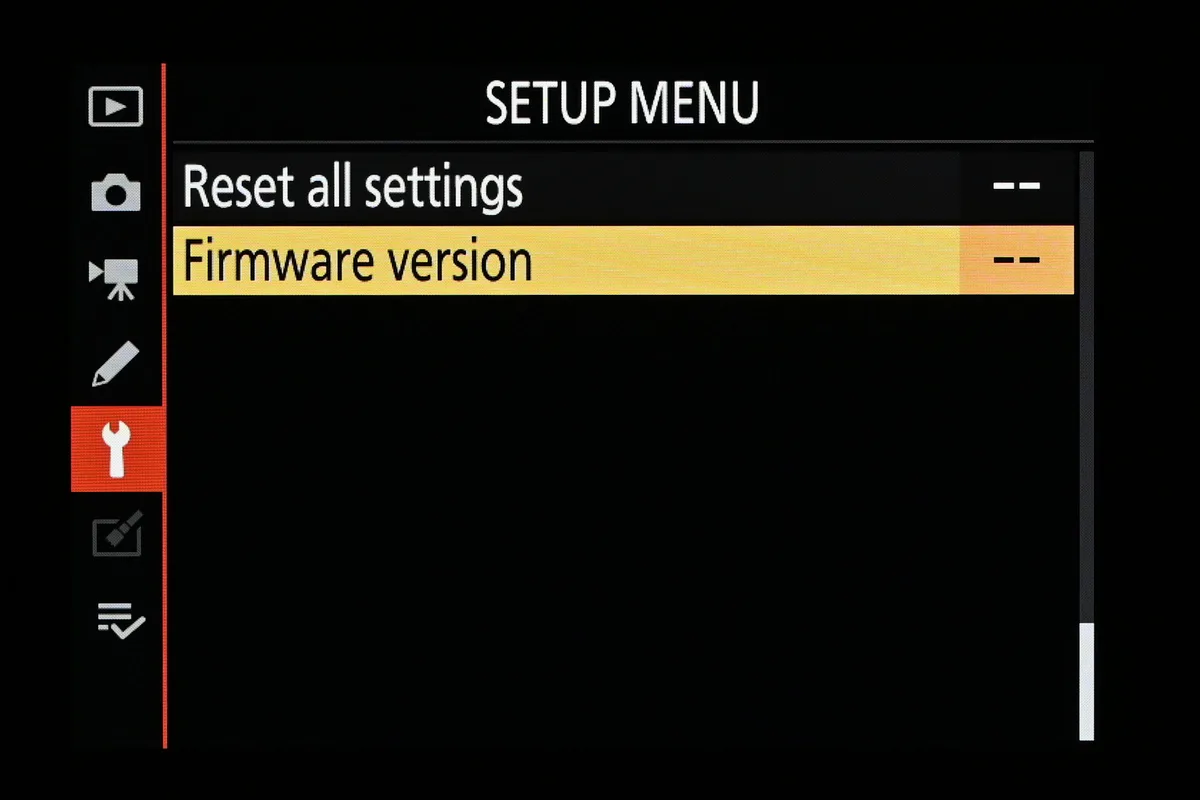 in-camera update menu