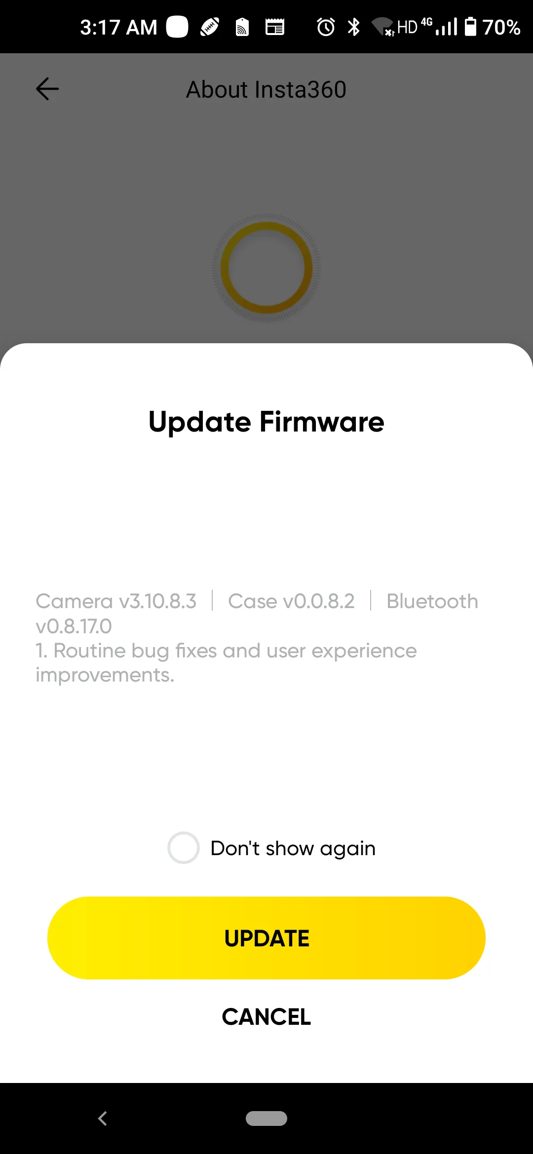 Insta360 X4 firmware update process
