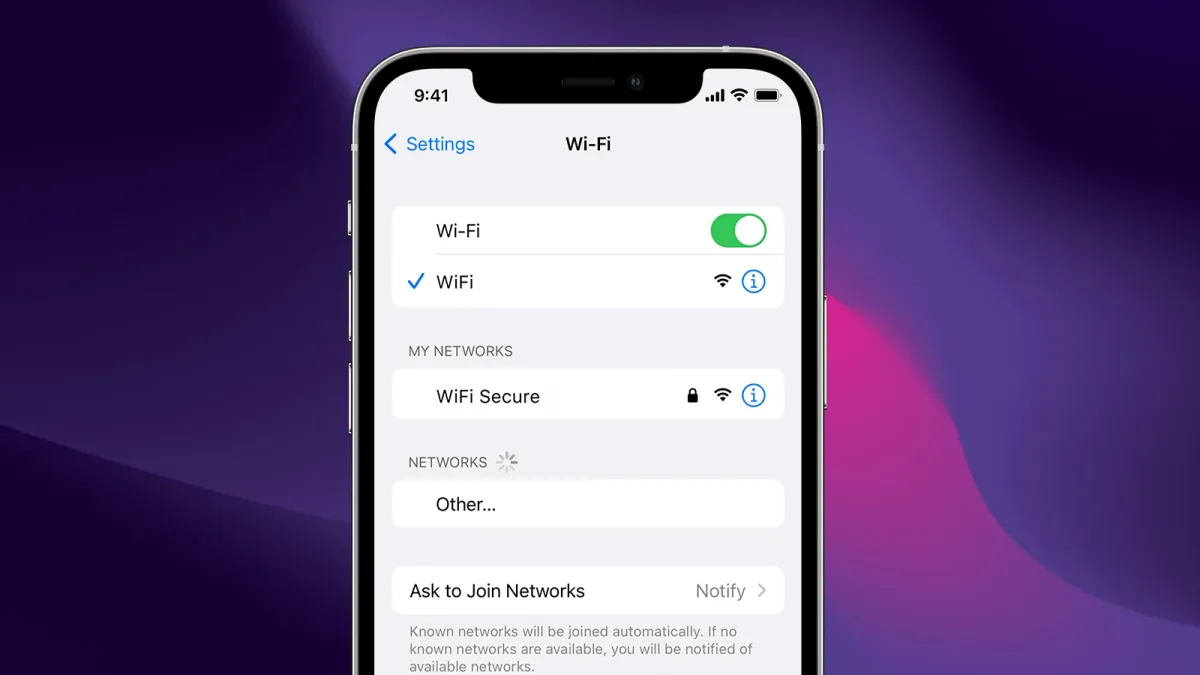iPhone WiFi settings BlackVue SSID