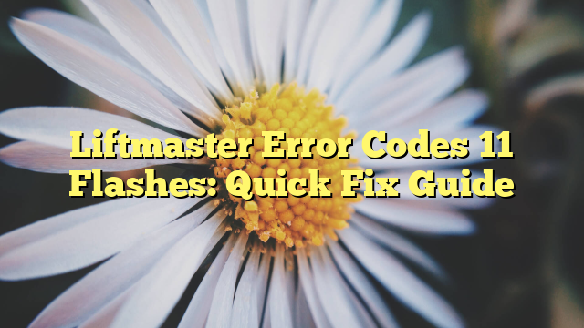 Liftmaster Error Codes 11 Flashes: Quick Fix Guide