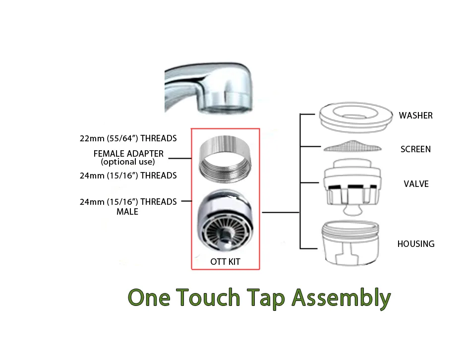 Male and female threaded aerators
