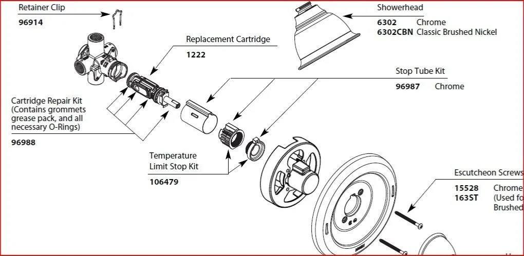 Moen 1225 O-ring diagram