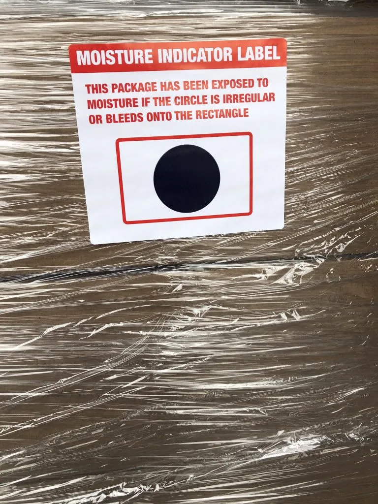 moisture indicator sticker