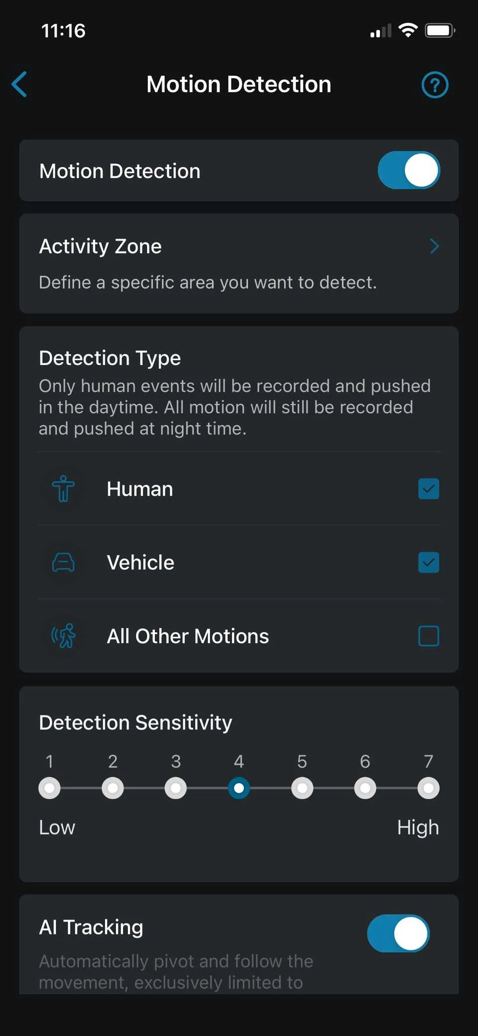 motion detection zone