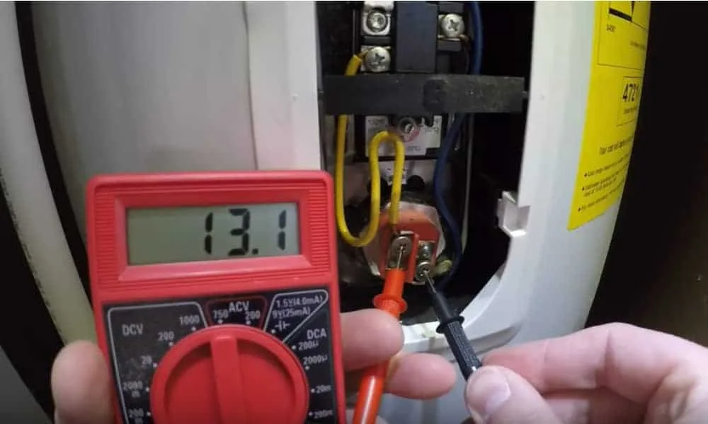 multimeter testing water heater element