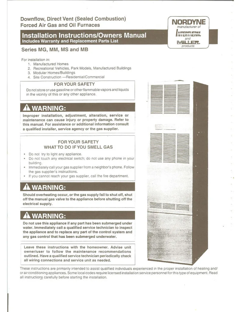 Nordyne Furnace Manual Troubleshooting: TOC