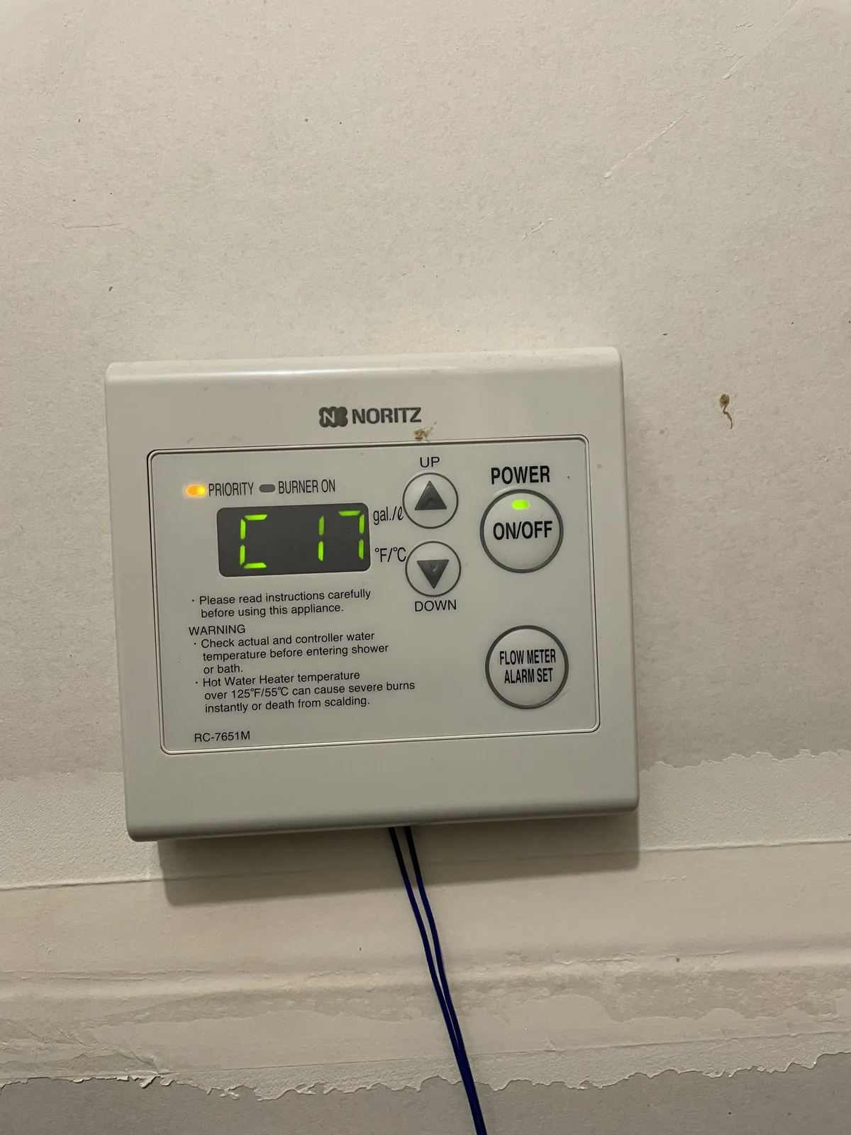Noritz error code display