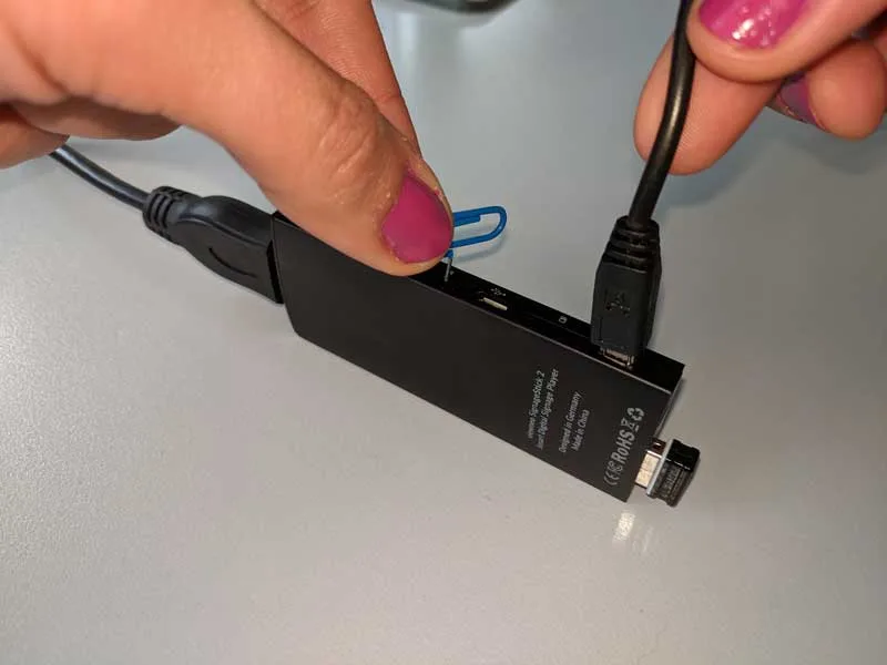 Paperclip reset tool