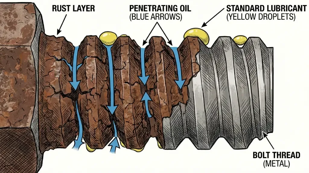 penetrating oil on stuck nut