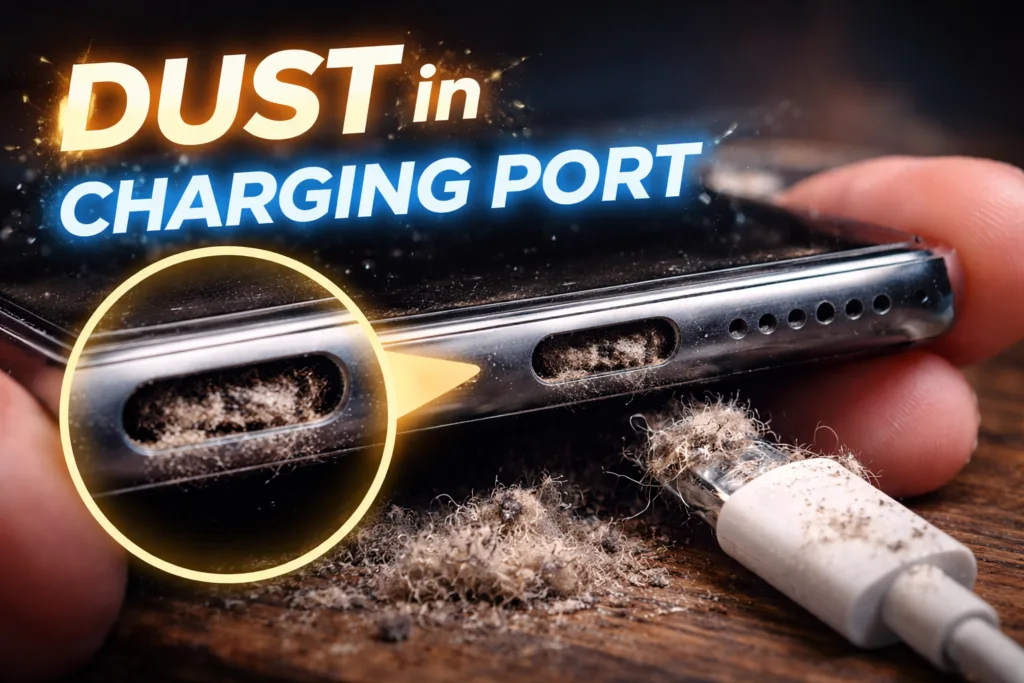 phone charging port lint